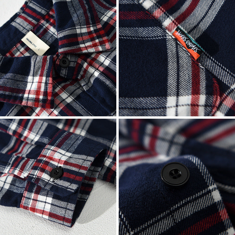Spring Men's Retro Plaid Casual Shirt
