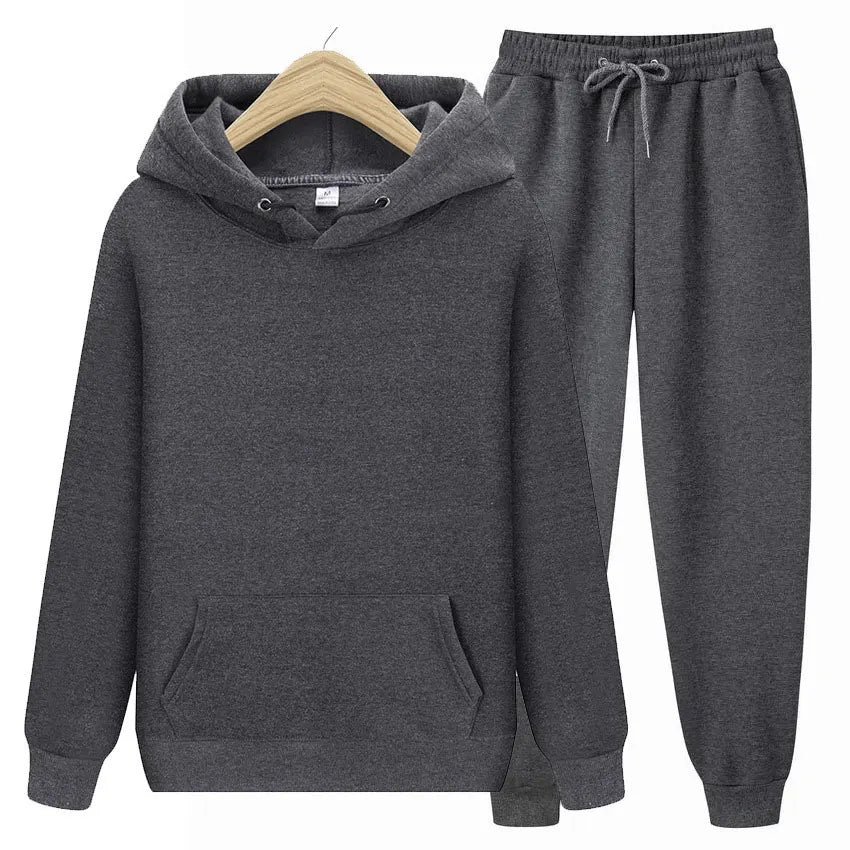 Hoodie+Pants Two-Pieces Casual Solid Color SweatSuit