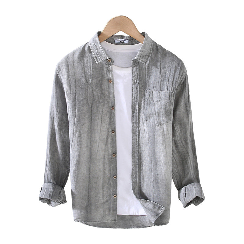 Long Sleeve Shirt Men's Hong Kong Style Summer Thin