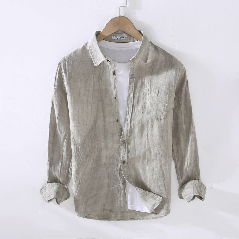 Long Sleeve Shirt Men's Hong Kong Style Summer Thin