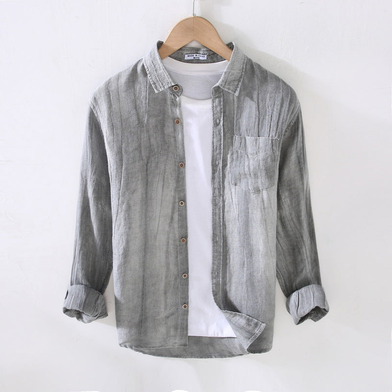 Long Sleeve Shirt Men's Hong Kong Style Summer Thin