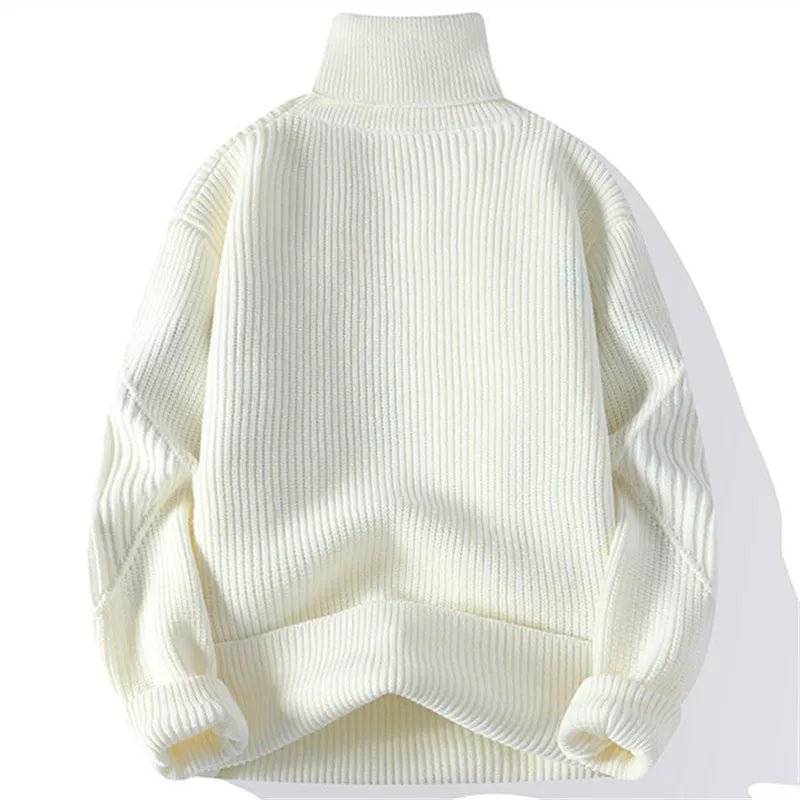 Patchwork Knit Turtleneck Sweaters