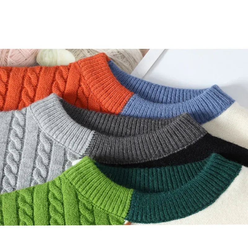 Cozy Streetwear: Men's Patchwork Pullover