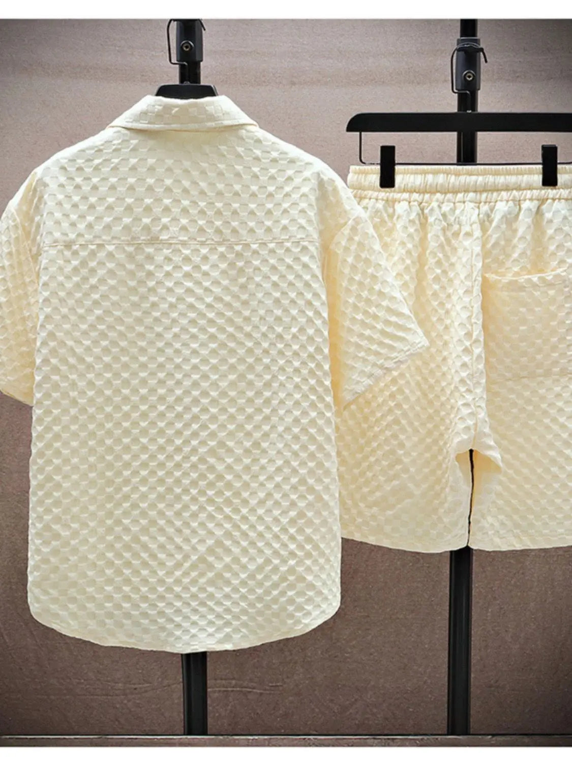 Plaid Short Sleeve Shirt+ Sweatpants