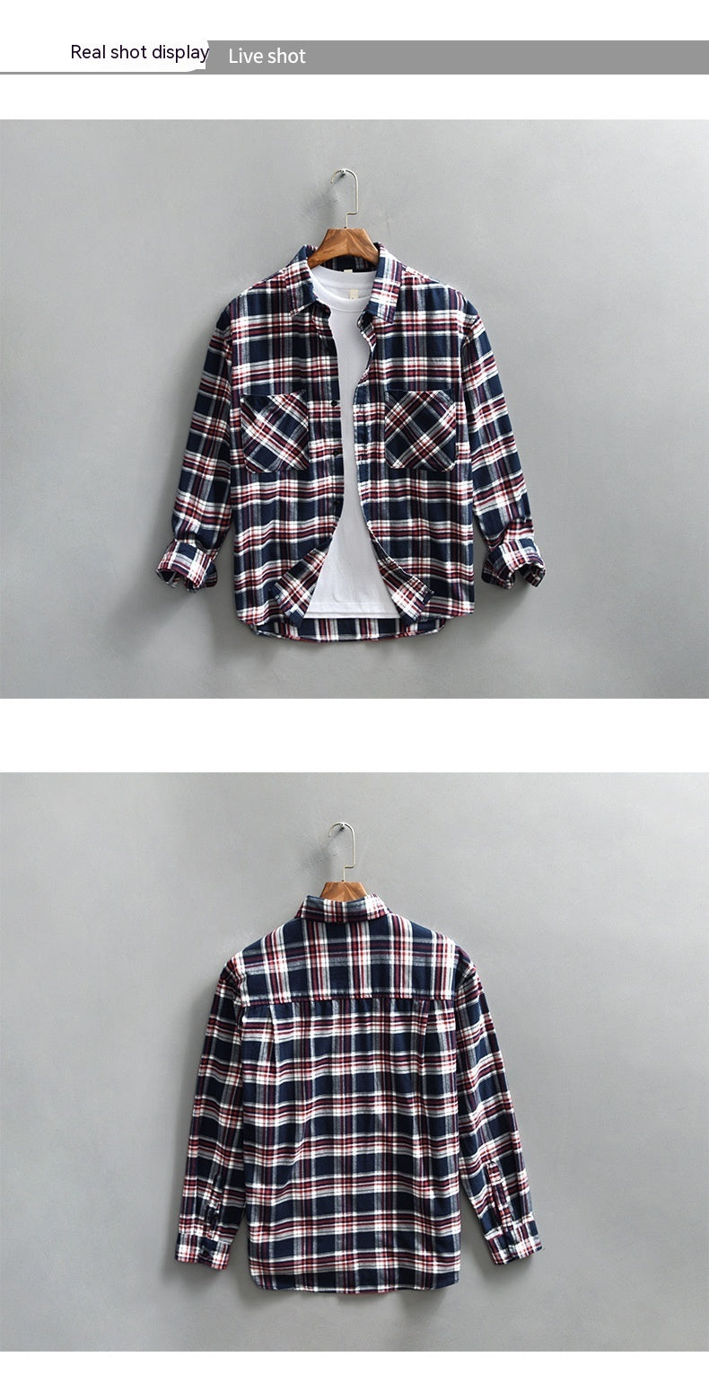 Spring Men's Retro Plaid Casual Shirt