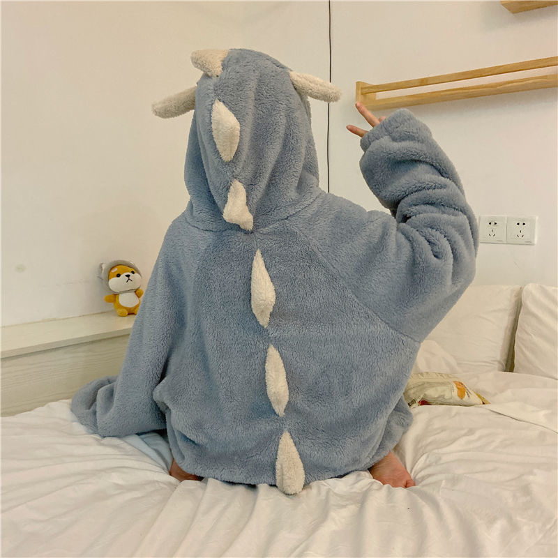 Women's Long Ears Hooded Pajamas Fall And Winter Plus Velvet