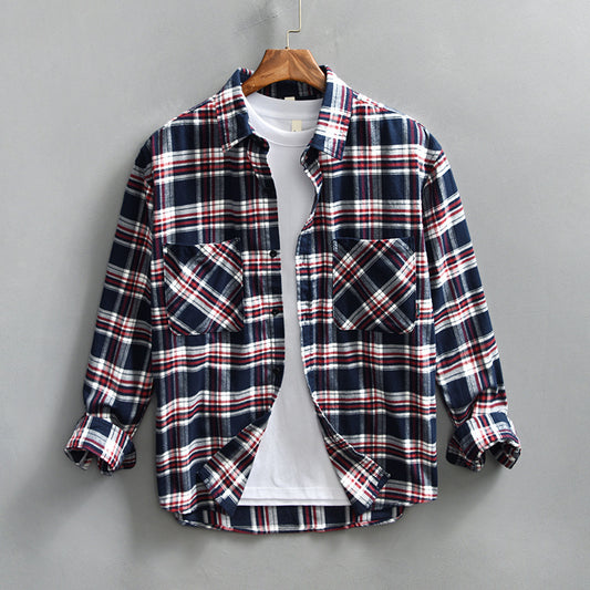 Spring Men's Retro Plaid Casual Shirt