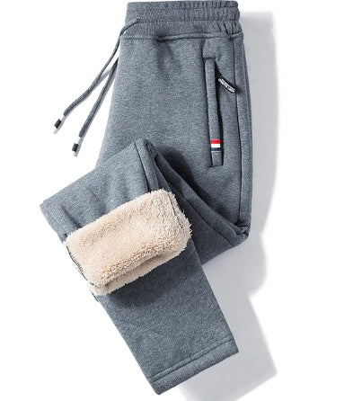 Lamb Cashmere Thickened Sports Casual Straight Pants For Men