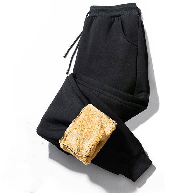 Lamb Cashmere Thickened Sports Casual Straight Pants For Men