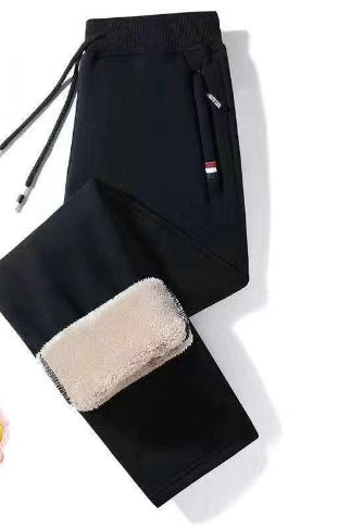 Lamb Cashmere Thickened Sports Casual Straight Pants For Men