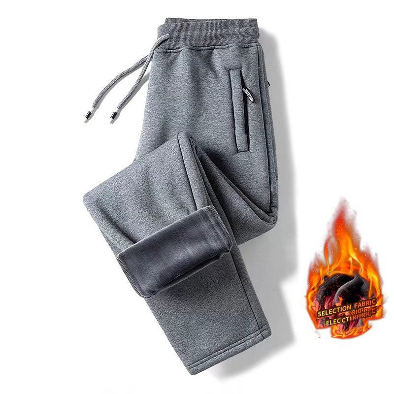 Lamb Cashmere Thickened Sports Casual Straight Pants For Men