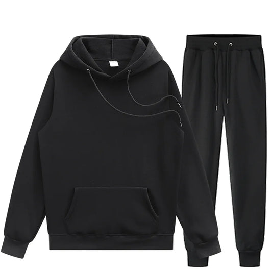 Hoodie+Pants Two-Pieces Casual Solid Color SweatSuit