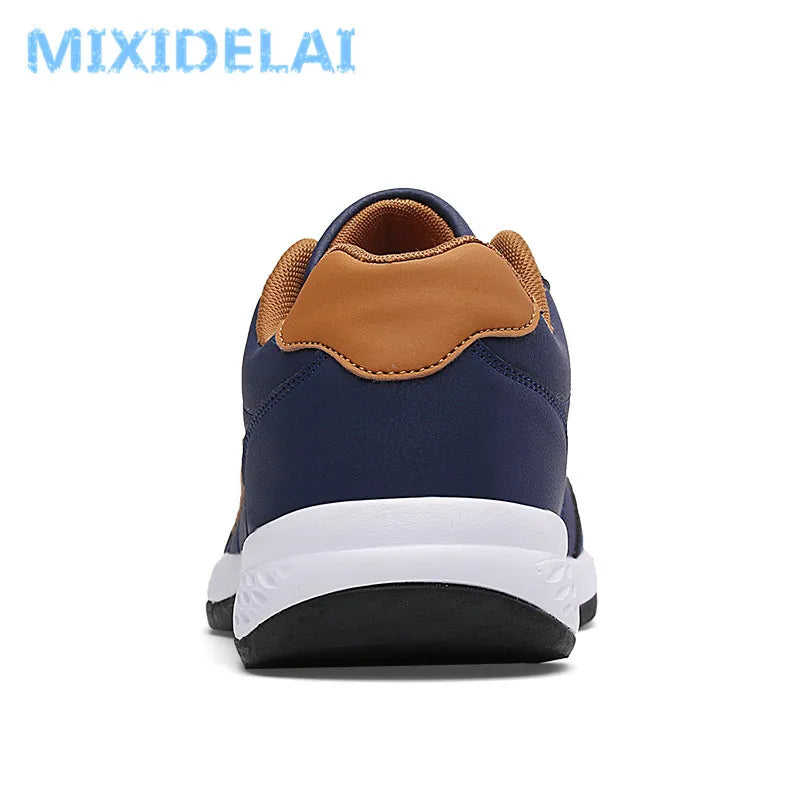 Men Casual Breathable Lace up Leather Sneakers