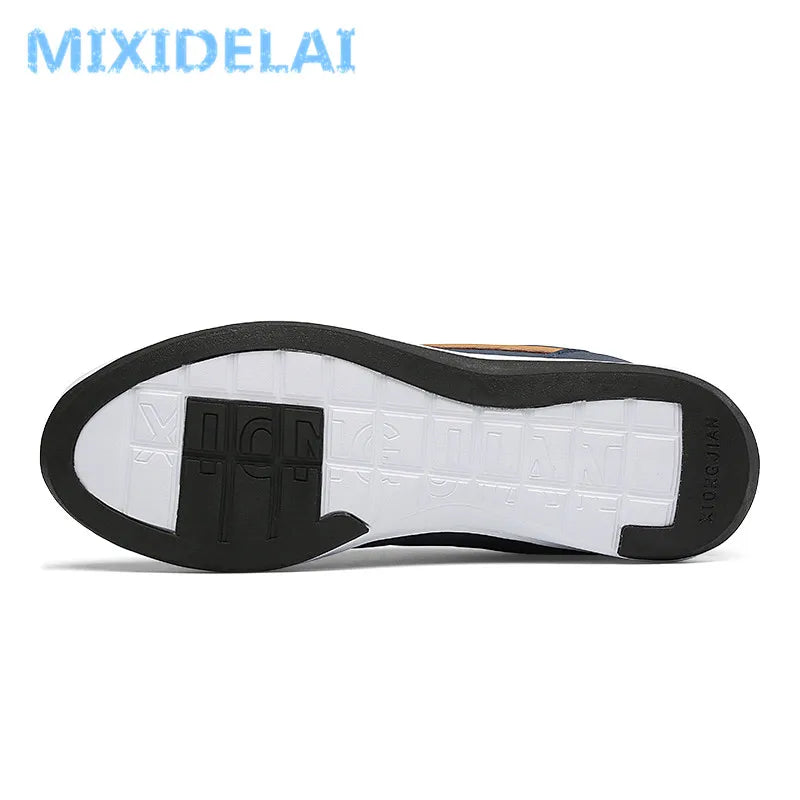 Men Casual Breathable Lace up Leather Sneakers