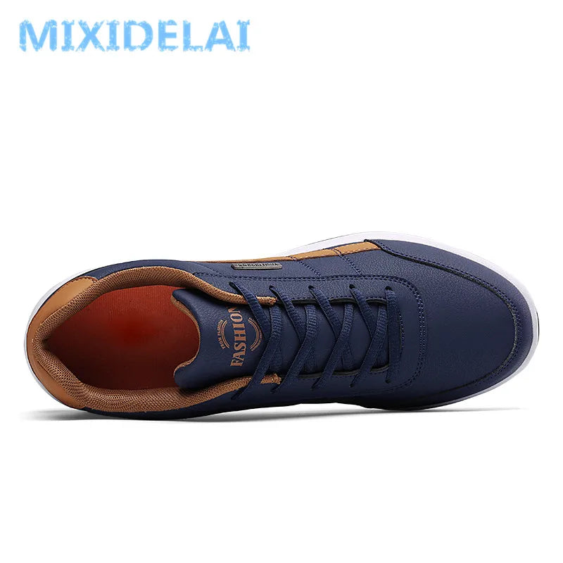 Men Casual Breathable Lace up Leather Sneakers