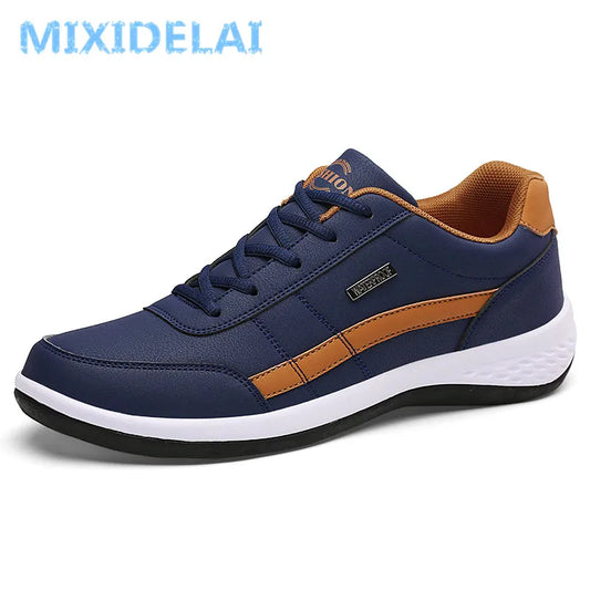 Men Casual Breathable Lace up Leather Sneakers