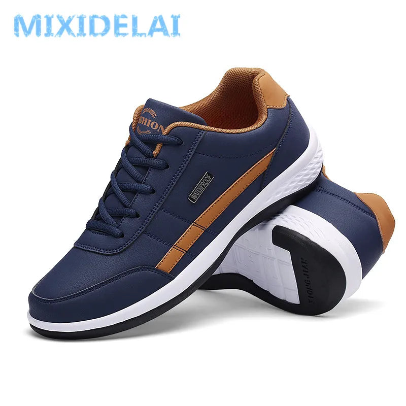 Men Casual Breathable Lace up Leather Sneakers