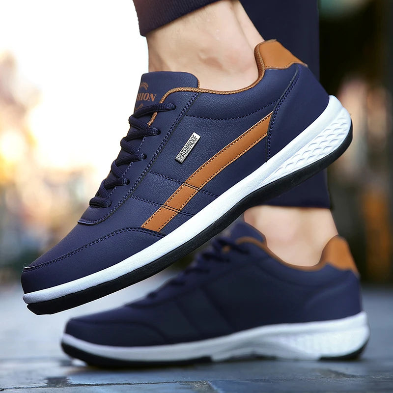 Men Casual Breathable Lace up Leather Sneakers