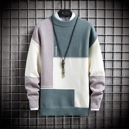 Korean Style Men's Patchwork Jumper