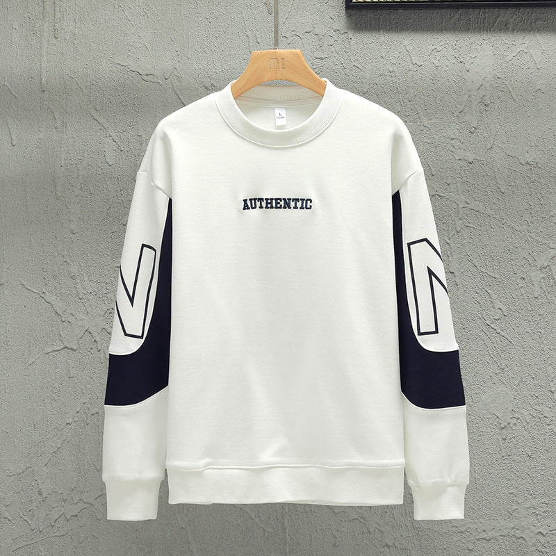 Loose Color Matching Round Neck Long Sleeve T-shirt Casual Top