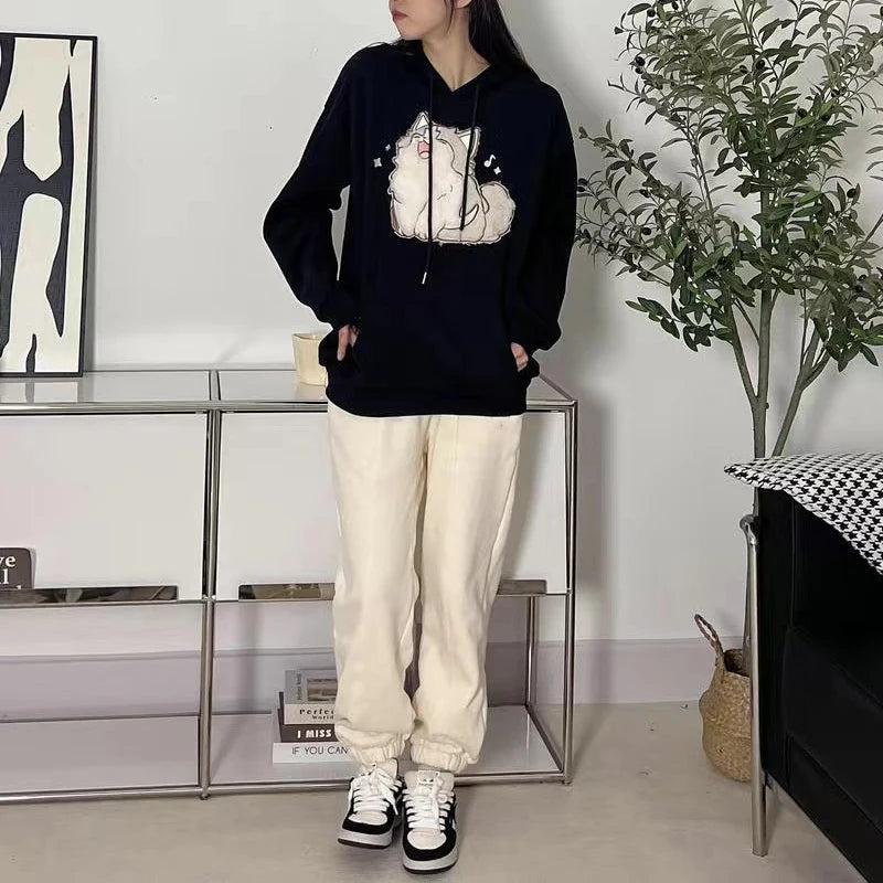 Feline Fashion: Cartoon Cat Print Hoodies