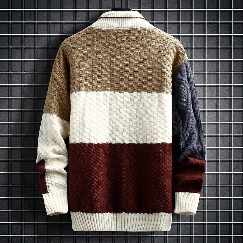 Color Block Warm Knit Sweaters for Men