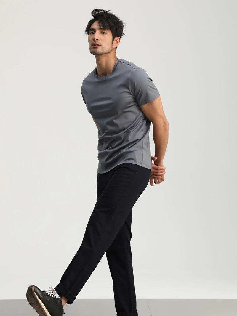 Silk Blend Plain Cozy T Shirts