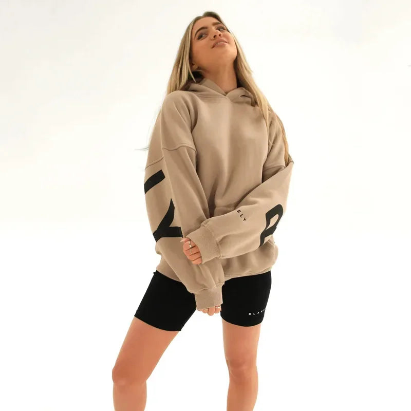 Effortlessly Chic: Women's Hooded Top with Letter Print