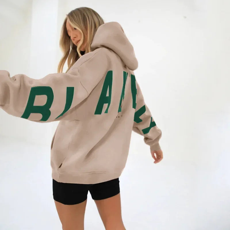 Effortlessly Chic: Women's Hooded Top with Letter Print