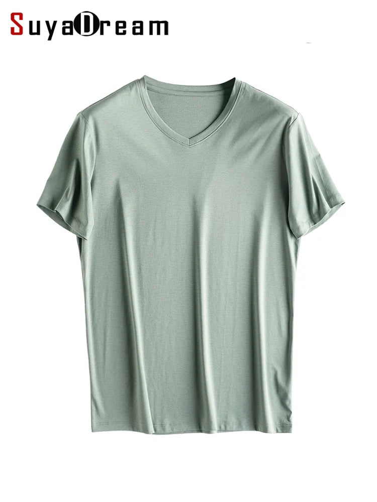 Silk Blend Plain Cozy T Shirts