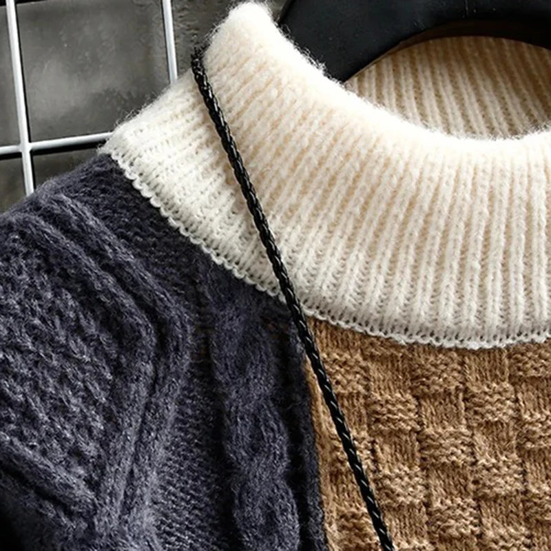 Color Block Warm Knit Sweaters for Men