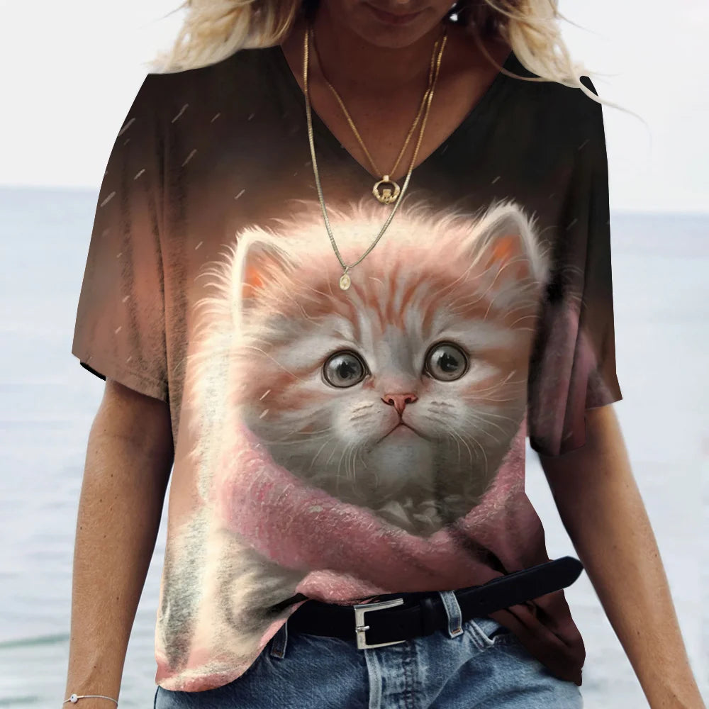 Cute Kitten 3D Print T-Shirt