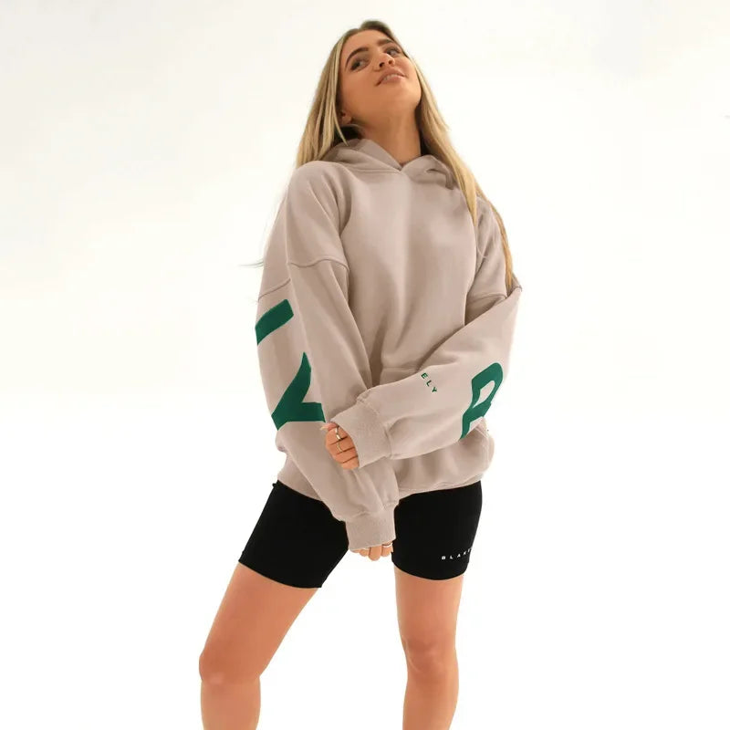 Effortlessly Chic: Women's Hooded Top with Letter Print