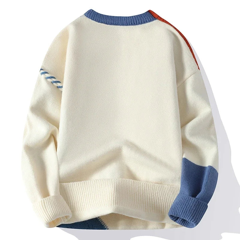 Cozy Streetwear: Men's Patchwork Pullover