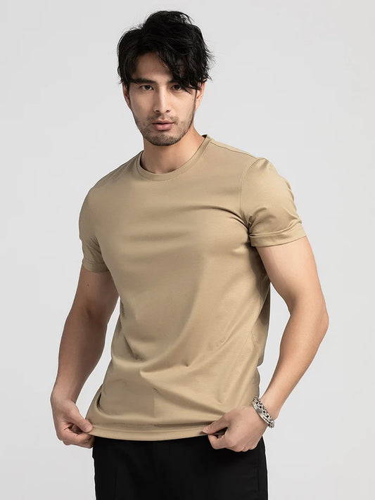Silk Blend Plain Cozy T Shirts