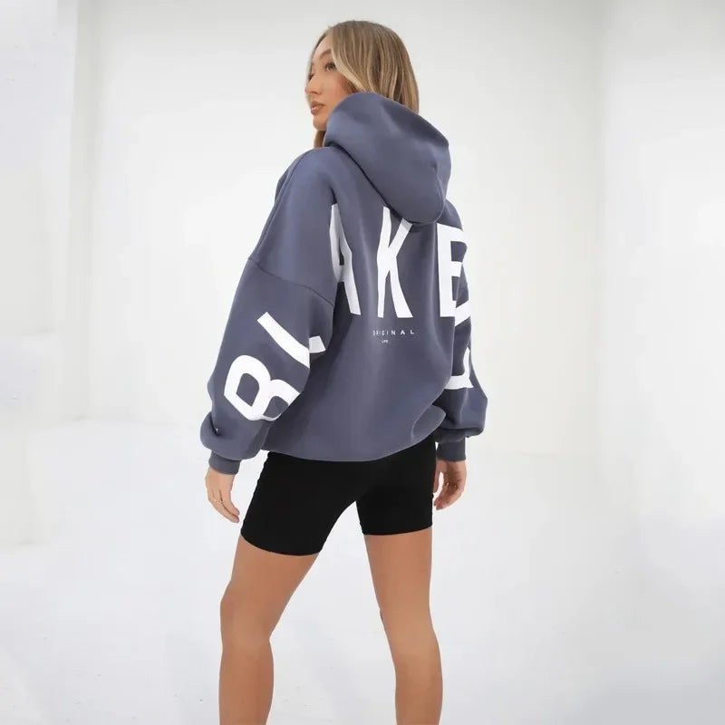 Effortlessly Chic: Women's Hooded Top with Letter Print