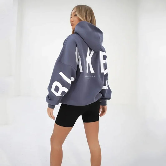 Effortlessly Chic: Women's Hooded Top with Letter Print