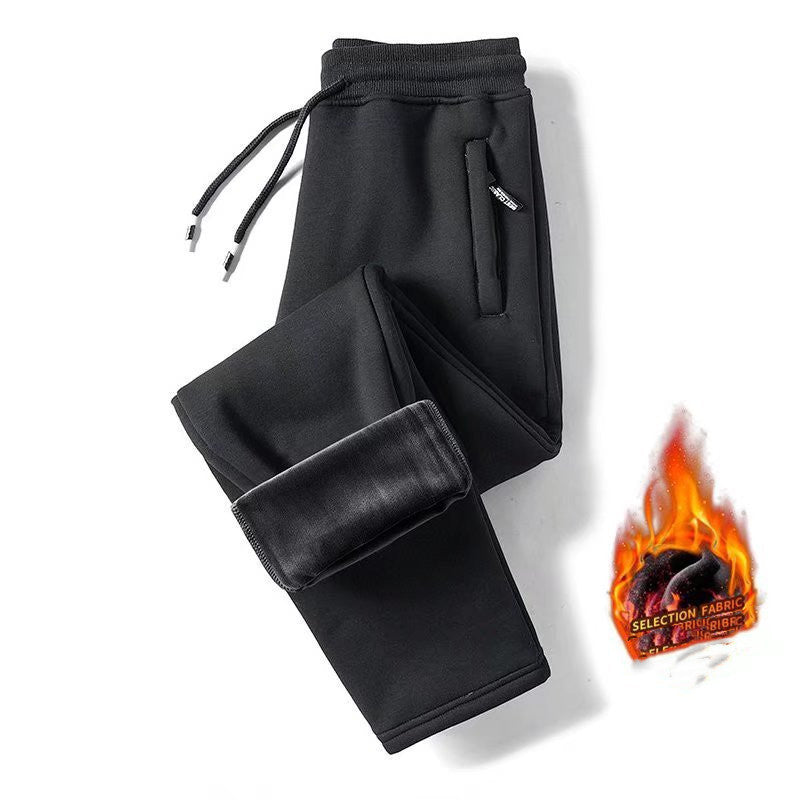 Lamb Cashmere Thickened Sports Casual Straight Pants For Men